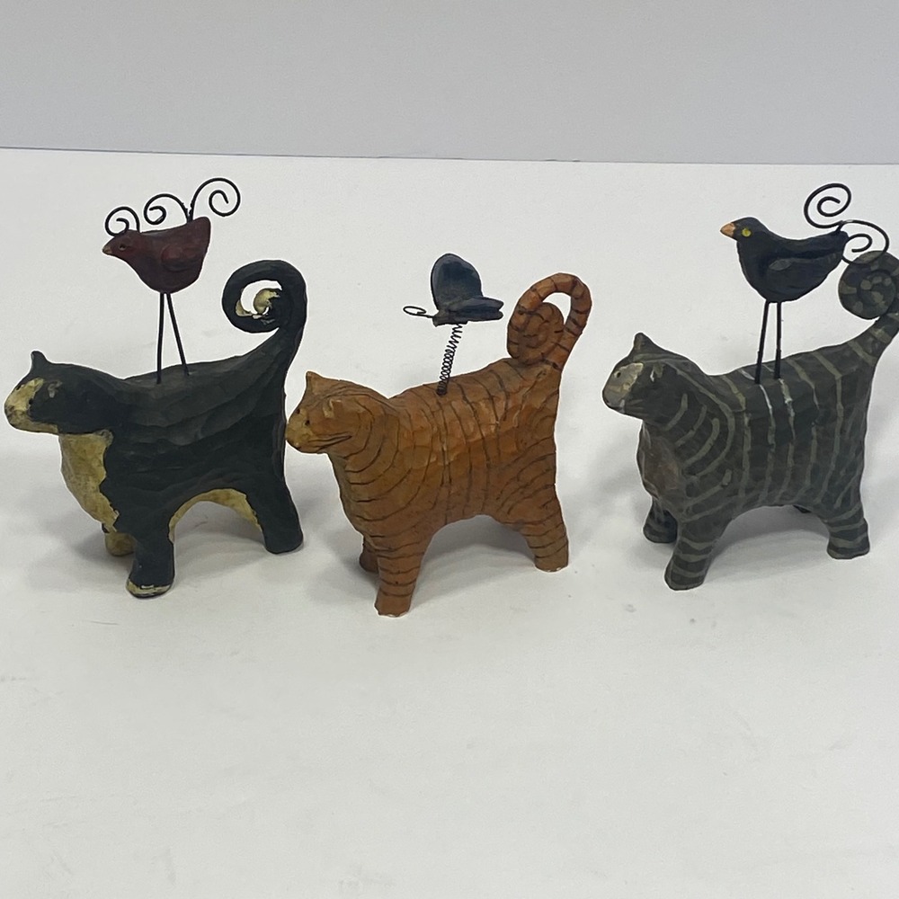 The Country House Collection Cat Figurines Set of 3 Multicolor Folk Art